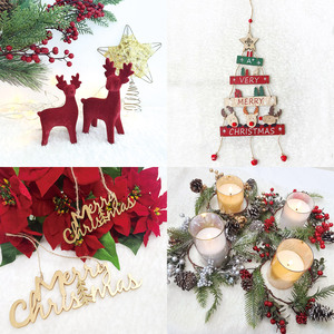 크리스마스 감성 조화 트리장식 가랜드 리스 나뭇가지 양초 캔들 홀더 인테리어 카페 디자인 소품